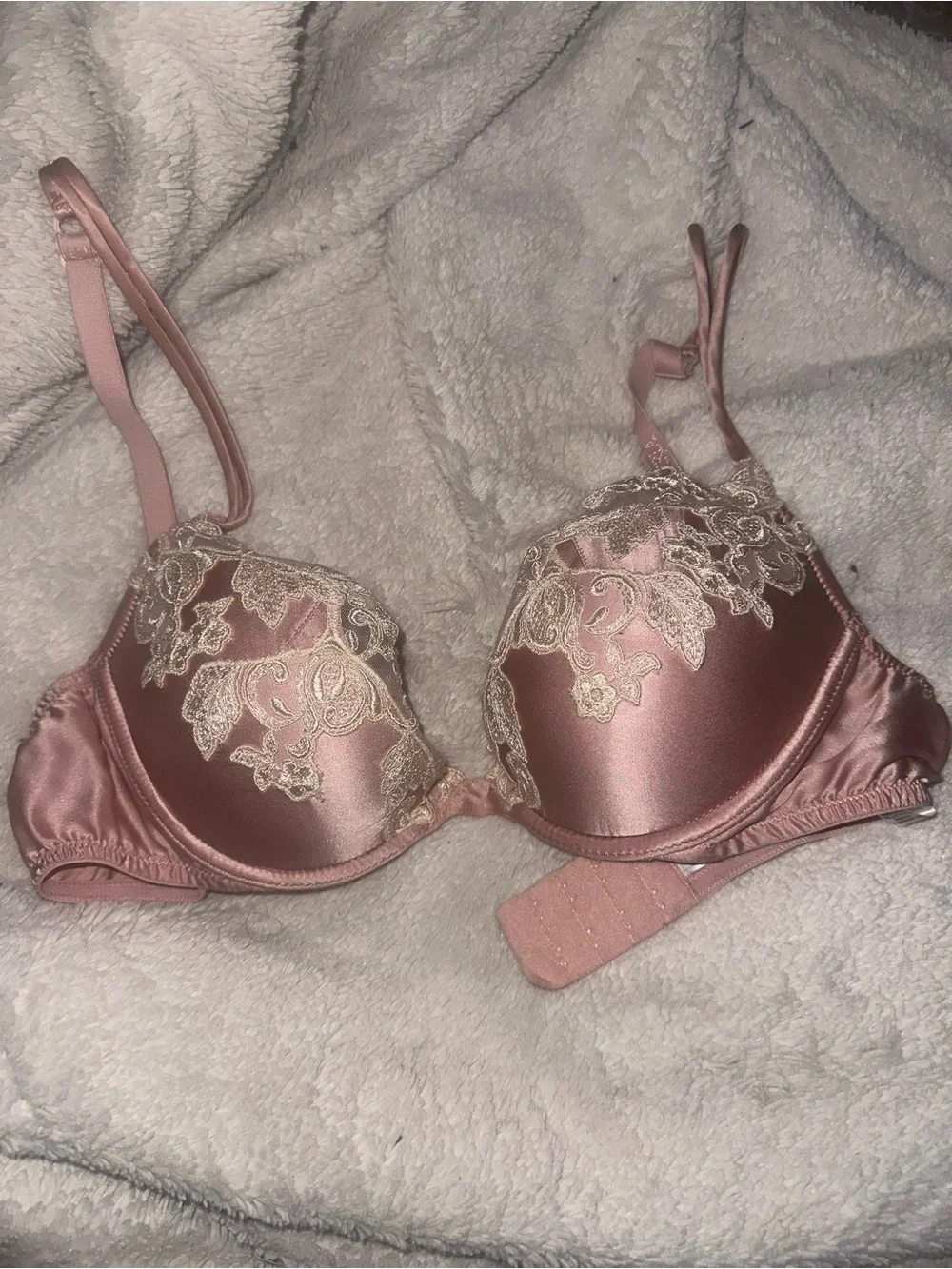 La Perla Maison pink silk push-up bra with frastaglio